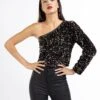 Faina ONE-SHOULDER-PAILLETTEN DULCEY - Bluzka - Kupfer