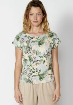 Koroshi SHORT SLEEVE - T-shirt Z Nadrukiem - Gris Claro Vigoré Light Grey Vigoré