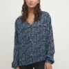 Kaffe KASELLA - Bluzka - Dark Blue Deep Teal Graphic