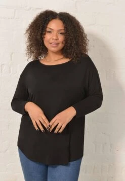 CURVED HEM - Bluzka - Black -Fashion Pol eb3a24b4614c4fe5849a340bc84e0489