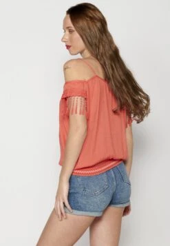 Koroshi HIGH SUMMER - Bluzka - Coral -Fashion Pol eee89fa4326647ffbe0f737a65c071b7