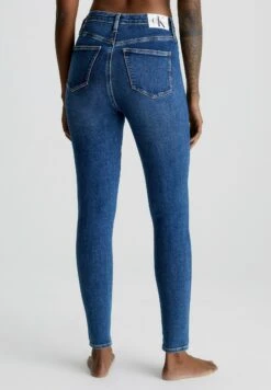 Calvin Klein Jeans HIGH RISE SUPER ANKLE - Jeansy Skinny Fit - Denim Dark -Fashion Pol eefa891552454dd483443723cd15b50a