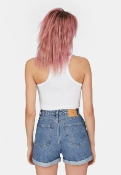 Stradivarius MOM-FIT - Szorty Jeansowe - Blue Denim -Fashion Pol efe7df167c424dc7addb6e4470ea4de7