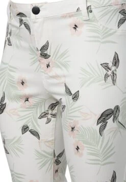 Zizzi CAPRI - Jeansy Slim Fit - White Flower Aop -Fashion Pol f335cdf480b24f35bba26839b393bc0d
