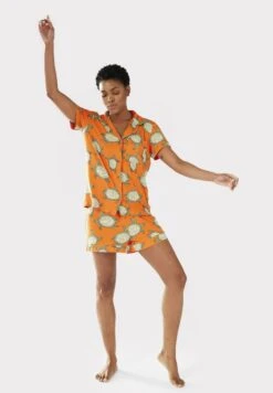 TURTLES BUTTON UP SET - Piżama - Orange