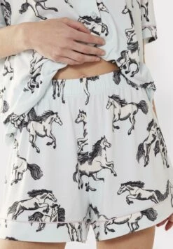 PASTEL WILD HORSES BUTTON UP SET - Piżama - Blue -Fashion Pol fb9a51969c59464fa9e81c60e4527090