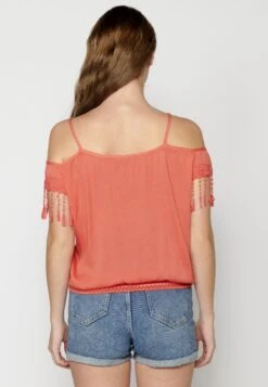 Koroshi HIGH SUMMER - Bluzka - Coral -Fashion Pol fe8f8e817106479586d2b521a476d435
