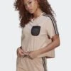 Adidas Originals CROPPED - T-shirt Z Nadrukiem - Ash Pearl