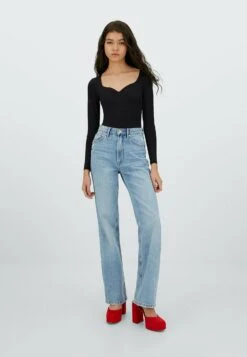 Stradivarius LANGARM-BODY MIT HERZAUSSCHNITT - Bluzka Z Długim Rękawem - Black -Fashion Pol ff07473f382e4eb4976d0dc56f06c193